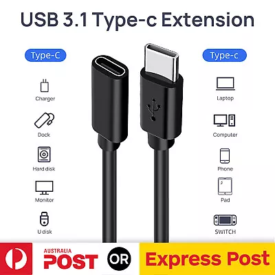 $6.95 • Buy USB 3.1 Type-C Extension Charging Cable USB-C Male To Female Cord Lead 1M