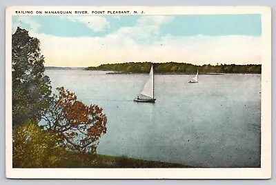 NJ Point Pleasant Sailing Manasquan River Posted 1927 WB Tichnor Postcard (D63) • $5.75