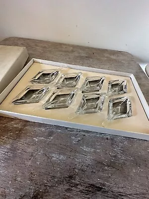Vintage Glass Crystal Salt Cellars With Spoons Set Of 8 In Box • $9.99