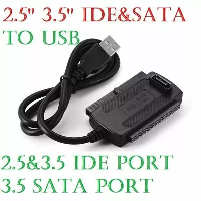 2.5 3.5 SATA IDE To USB Adapter Cable Lead For Hard Disk Drive HDD CD DVD RW Rom • £4.99