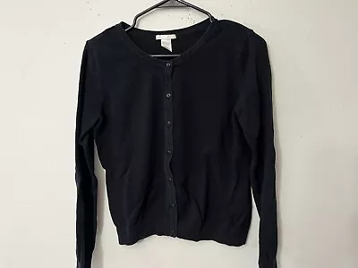 H&M BASIC  Women's Sz Medium Black SWEATER CARDIGAN Button Front Long Sleeve • $8.49