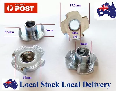 $11 • Buy M4 M5 M6 M8 M10 3/16  1/4  5/16  3/8  T Tee Nut Nuts Blind 4 Prong Wood Timber