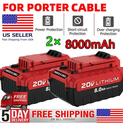 2pack 20V 8.0Ah For PORTER CABLE PCC685L MAX Lithium-Ion Battery PCC680L PCC680L • $50.98