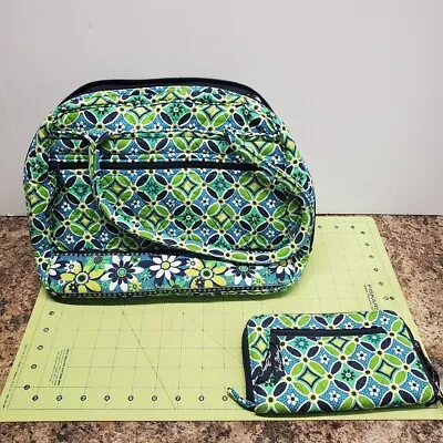 Vera Bradley  Daisy Daisy  Blue Green Purse And Wallet Set GREAT Condition • $18