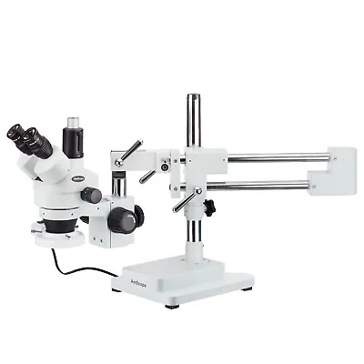 AmScope 3.5X-90X Trinocular Stereo Boom Zoom Microscope + Fluorescent Light • $946.02