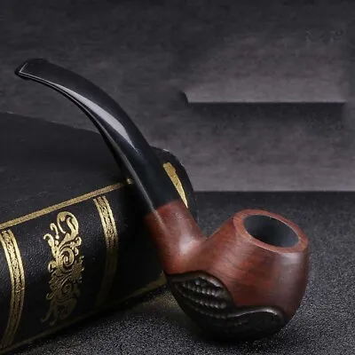 9mm Flue Ebony Wood Removable Filter Smoking Tobacco Pipe Cigarette Pipes • $28.59