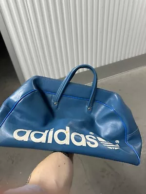 Vintage Rare 70's/80's Adidas Original Blue Leather Travel Duffle Gym Bag • $74.99