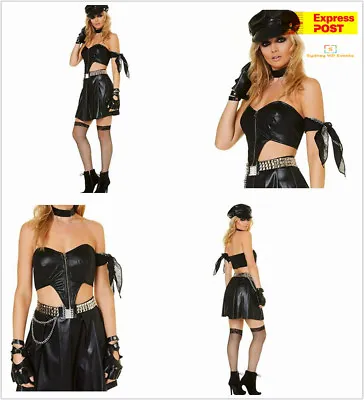 $36.95 • Buy Biker Girl Costume 50s Adult Women Costume Fancy Dress Racing Halloween Party