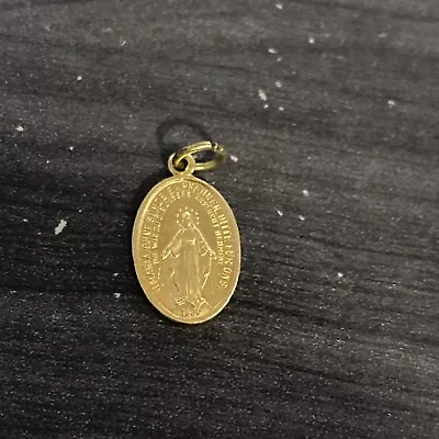 Gold Plated Religious Oval Miraculous Virgin Mary Medal Pendant • $1