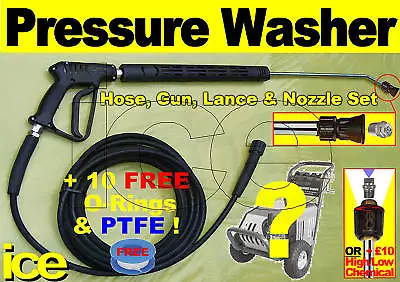 £144.99 • Buy 15m COMMERCIAL REPLACEMENT PRESSURE WASHER HOSE TRIGGER GUN LANCE NOZZLE JET SET