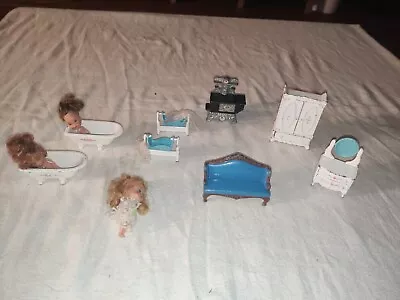 Small Lot Of  Mattel The Littles Dolls & Die Cast Metal Dollhouse Furniture • $17.95