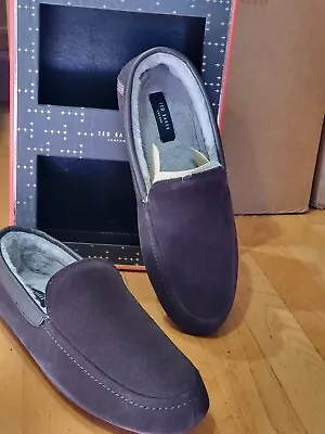 Ted Baker Valant Brown Moccasins Slippers Shoes Fur Lined Men’s Size 11 New • $49