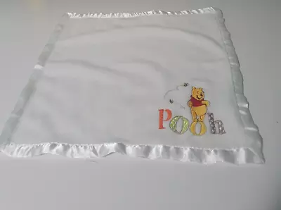 Baby Security Blanket Winnie The Pooh Disney Baby White Embroidered • $29