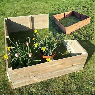 Planters For Garden Raised Bed Wooden Large Vegetable Herb Flowers GREEN BROWN • £22