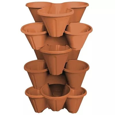 6 X Strawberry Planter Trio Stacking Stackable Outdoor Garden Plastic Plant Pot  • £11.49