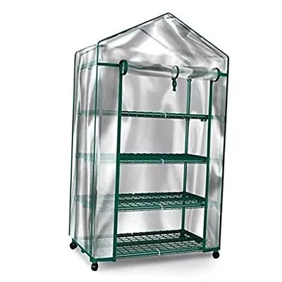 4 Tier Mini Greenhouse - Portable Greenhouse With Locking Wheels And PVC 4-Tier • $57