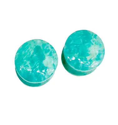 PAIR Natural Amazonite Plugs Double Flare Handmade Size 3mm To 50 &Customized • $13.30