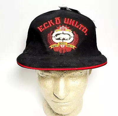 ECKO UNLIMITED Y2K Hat Cap FITTED Size 7 1/2 Black Embroidered Logos VTG NEW! • $17.95