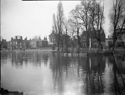 Glass Plate Negative C. 1900 - Street Scene Mitcham Pond London UK • $7.51