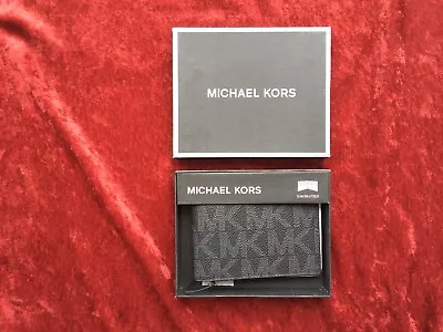 Michael Kors Jet Set Men’s Slim Billfold Wallet Leather Admiral Black MSRP $98 • $36.99