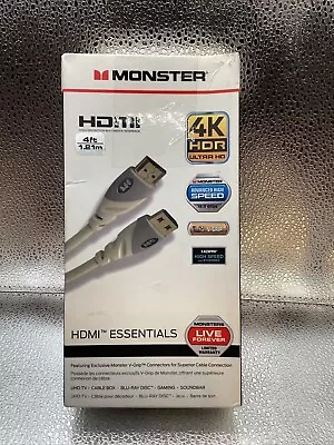 Genuine Monster 4ft 4K HDR Ultra HD Heavy-Duty Flexible HDMI Cable New • $9.99