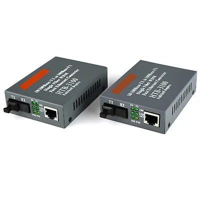 Premium 10/100Mbps Ethernet To Fiber Optic Media Converters - Singlemode 25Km I • $25.84