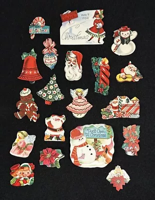 Vintage Lot Of 19 Christmas Gummed Die-Cut Stickers Seals Tags 1950's • $10