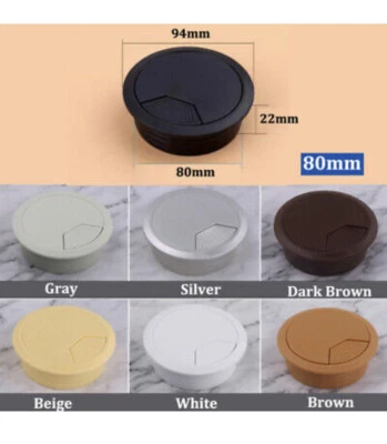 £2.45 • Buy 80mm PC Computer Desk ABS Plastic Grommet Table Cable Tidy Wire Hole Cover