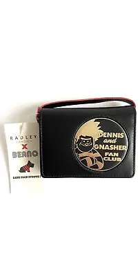 Radley Dennis And Gnasher Black Leather Card Holder Bag Charm - BNWT • £29.99