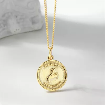 Women's Mens 925 Sterling Silver 12 Constellation Round Silver Pendant Necklace • $12.32