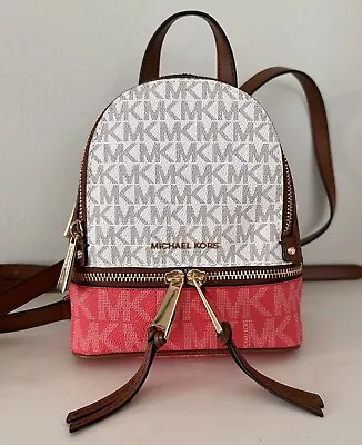 Michael Kors Rhea Mini Zip Convertible Xbody Backpack In Dahli Multi • $172.98