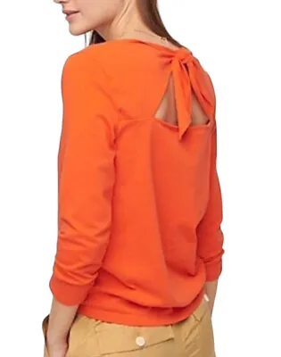 J. Crew Top Shirt Women Size Small Long Sleeve Tie Back Mariner Cloth Orange • $17.95