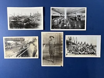 5 Photos WWII Military Greetings Postcards.1940s.Sailors Battlefield Docks     • $12.95