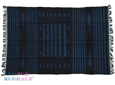 4x6 Wool Deep Dark Indigo Blue Haveli Stripes Modern Handmade Area Rug • $254