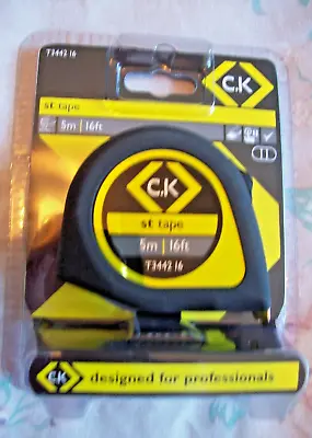 CK TOOLS T3442 16 C.K. Softtech Tape Measure 5m/16ft Tough ABS Body AF/Metric • £6.99