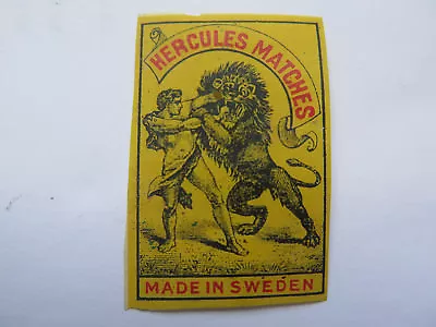 HERCULES MATCHES MATCH BOX LABEL C1900 MADE In SWEDEN RARE GREAT PICTORIAL • $7.12