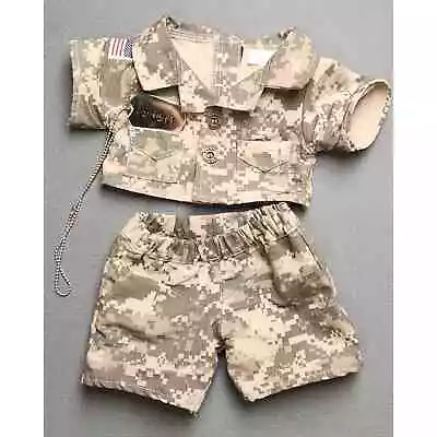 Build A Bear Army Uniform Military Camo Shorts Shirt With Medal Tag Patriotic • $8.50