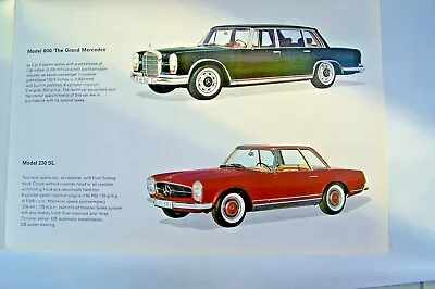 Mercedes 230sl Pagoda Sales Brochure 220 Sec 300sec 600 Limo New Original 1964 • $15.99