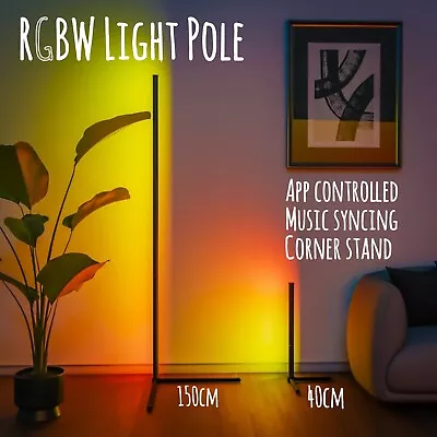 RGBW LED Floor Lamp Minimalist Colour Changing Mood Light Corner Stand 40/150cm  • £34.99