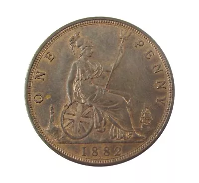 Victoria 1882 H Bronze Bun Head Penny - A/unc • £145