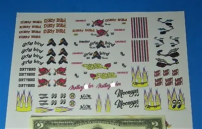 1:24 & 1:18 Decals Stickers Die-cast Model Cars Chevy Dirty Bird Mooneyes Moon • $4.29