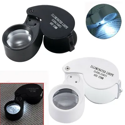 £5.69 • Buy 40 X Magnifying Loupe Jewelry Eye Glass Magnifier LED Light Jewelers Loop Pocket