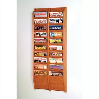 $209.55 • Buy Wooden Mallet 20 Pocket Wall Mount Magazine Rack In Medium Oak