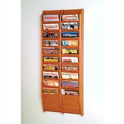 Wooden Mallet 20 Pocket Wall Mount Magazine Rack In Medium Oak • $207