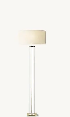 RH French Column Floor Lamp Polish Chrome W/drum Shade • $515