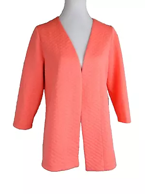 Slinky Brand Women's Open Front Cardigan Topper Shrug Top Quilted Orange Small S • $17.32