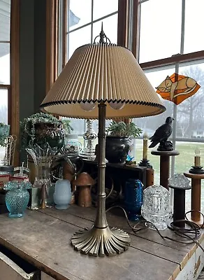 1976 Chapman Cast Brass Bamboo Motif Gorgeous Finial Vintage Table Lamp Mcm • $950.79