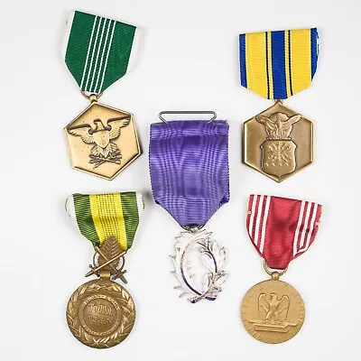 Lot Of 5 WWII Military Medals Ribbon Pins Unnamed Merit Conduct Army Air Force • $80.99