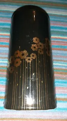 Vintage Sadler Vase Black With Gold Floral Pattern 16.5 Cm High Retro • £12