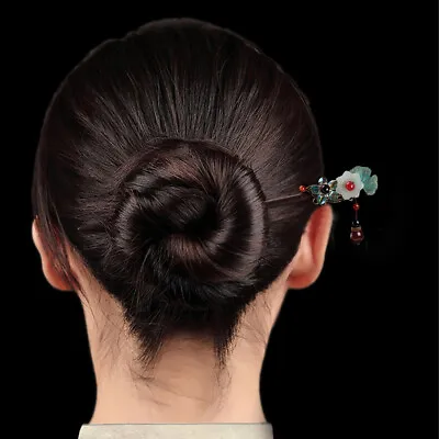 $5.54 • Buy Imitation Jade Flower Wooden Hairpin Hanfu Headdress Hair Fork Hair Chopsticks